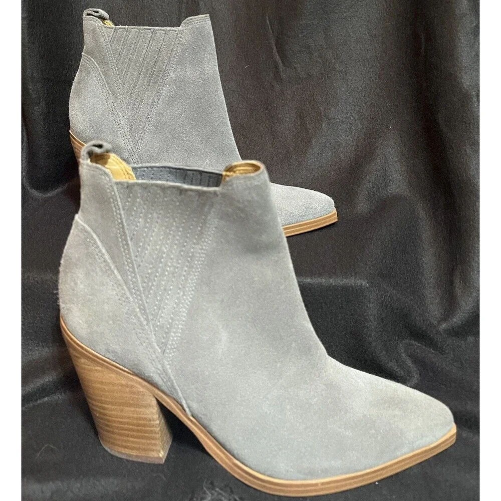 NEW Marc Fisher Gadri Ankle Suede Boots Womens 6.5 Gray Western Cowgirl Boho Y2K